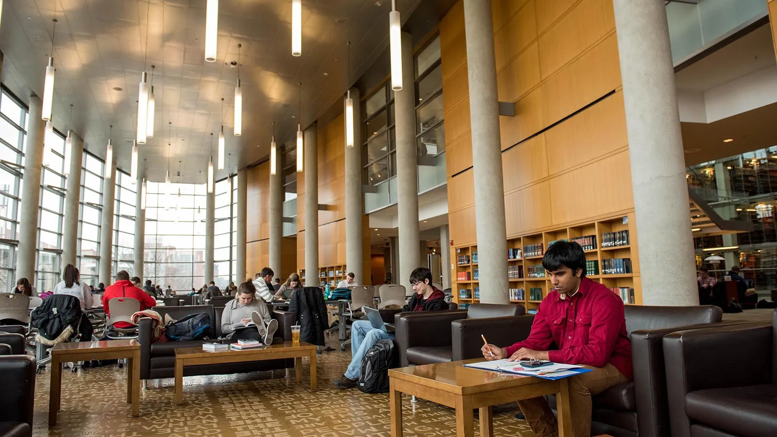 Students studying in library 