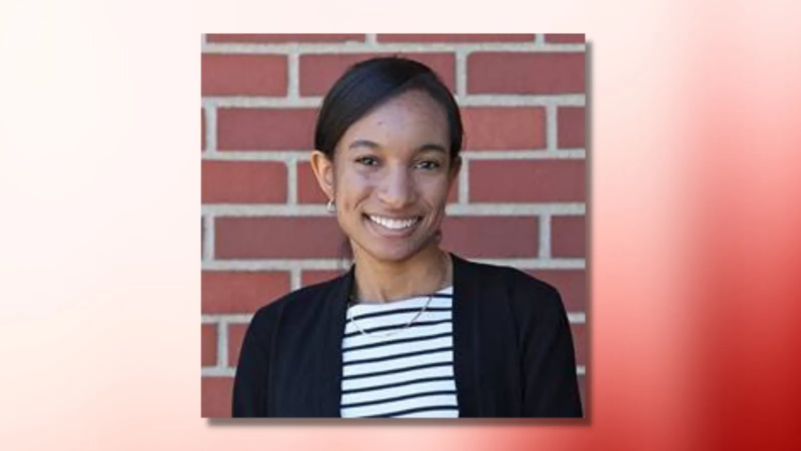 ayanna terry headshot on red and white ombre background